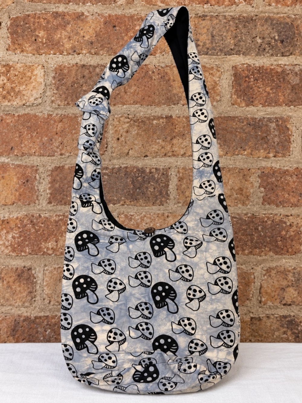 Kathmandu Imports Mushroom Sling Bag Cotton Tie Dye Boho Hobo Crossbody Tote